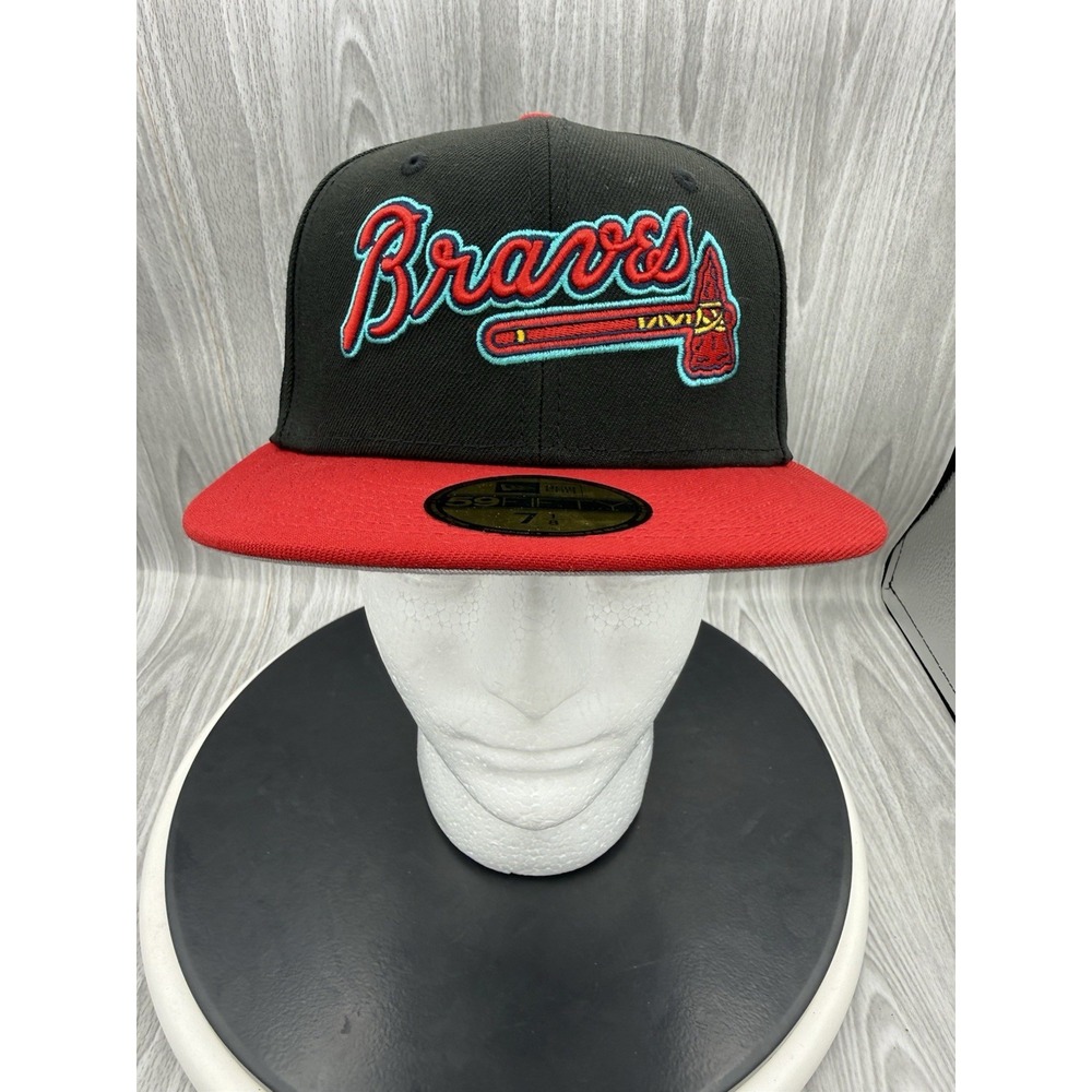 NEW ERA Atlanta Braves 59FIFTY Black Red Retro Spring Training Fitted Hat 7 1/8
